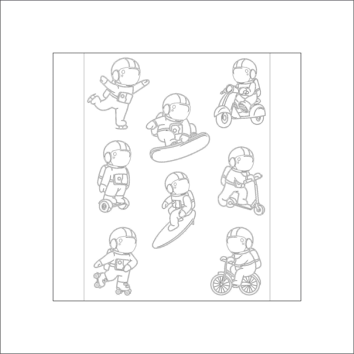 Cute Sporty Astronaut laptop sticker, funny sticker, laptop decal, tumbler sticker, water bottle sticker, water bottle decal 54PKG