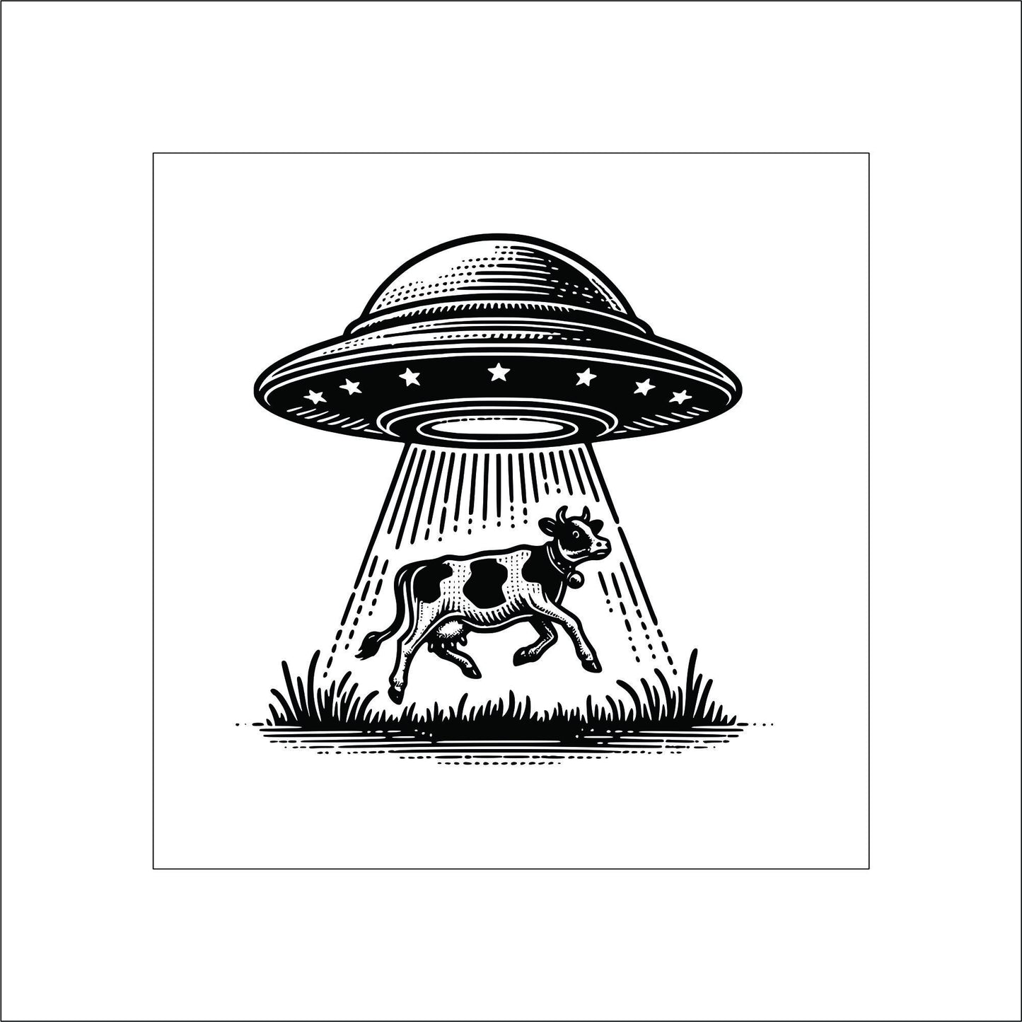 UFO Beaming up a Cow Sticker Decal for Planners, laptops, tumblers, cars, walls, mirrors, notebooks, phones, etc. 9FNTSY