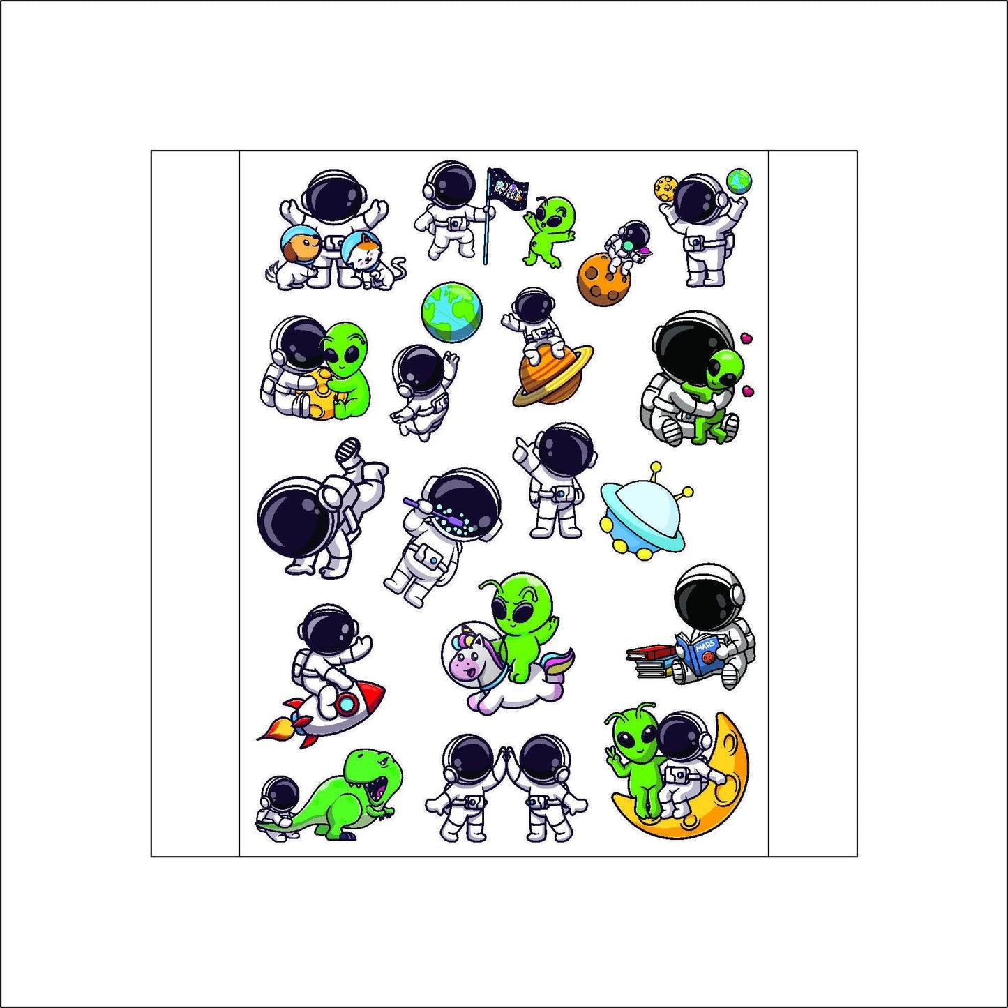 Cute Astronaut & Alien laptop sticker, funny sticker, laptop decal, tumbler sticker, water bottle sticker, water bottle decal 13GRP