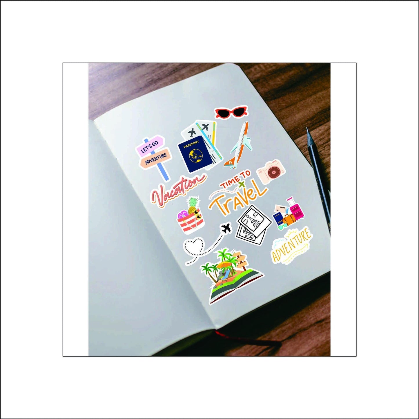 Vacation Travel laptop sticker, cute sticker, laptop decal, tumbler sticker, water bottle sticker, water bottle decal 17PKG