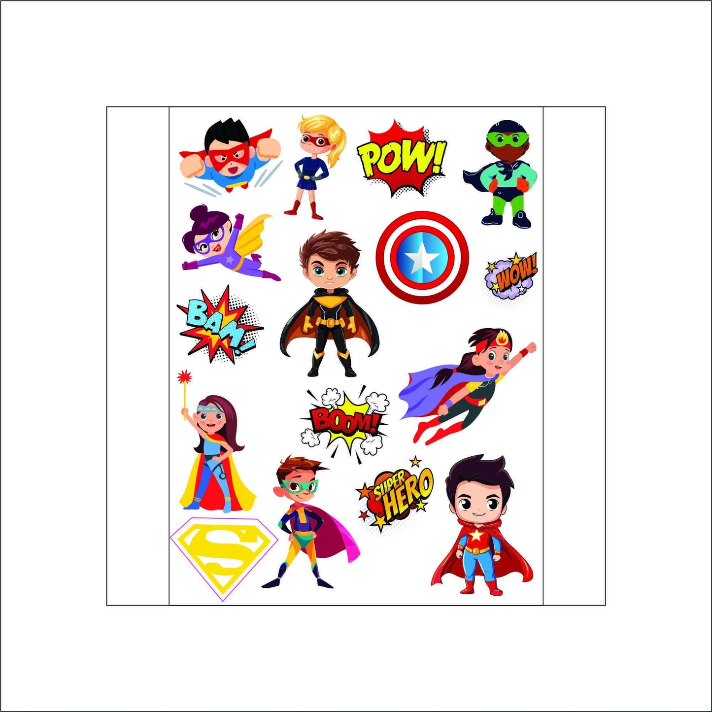 Kids Superheroes laptop sticker, cute sticker, laptop decal, tumbler sticker, water bottle sticker, water bottle decal 13PKG