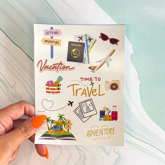 Vacation Travel laptop sticker, cute sticker, laptop decal, tumbler sticker, water bottle sticker, water bottle decal 17PKG
