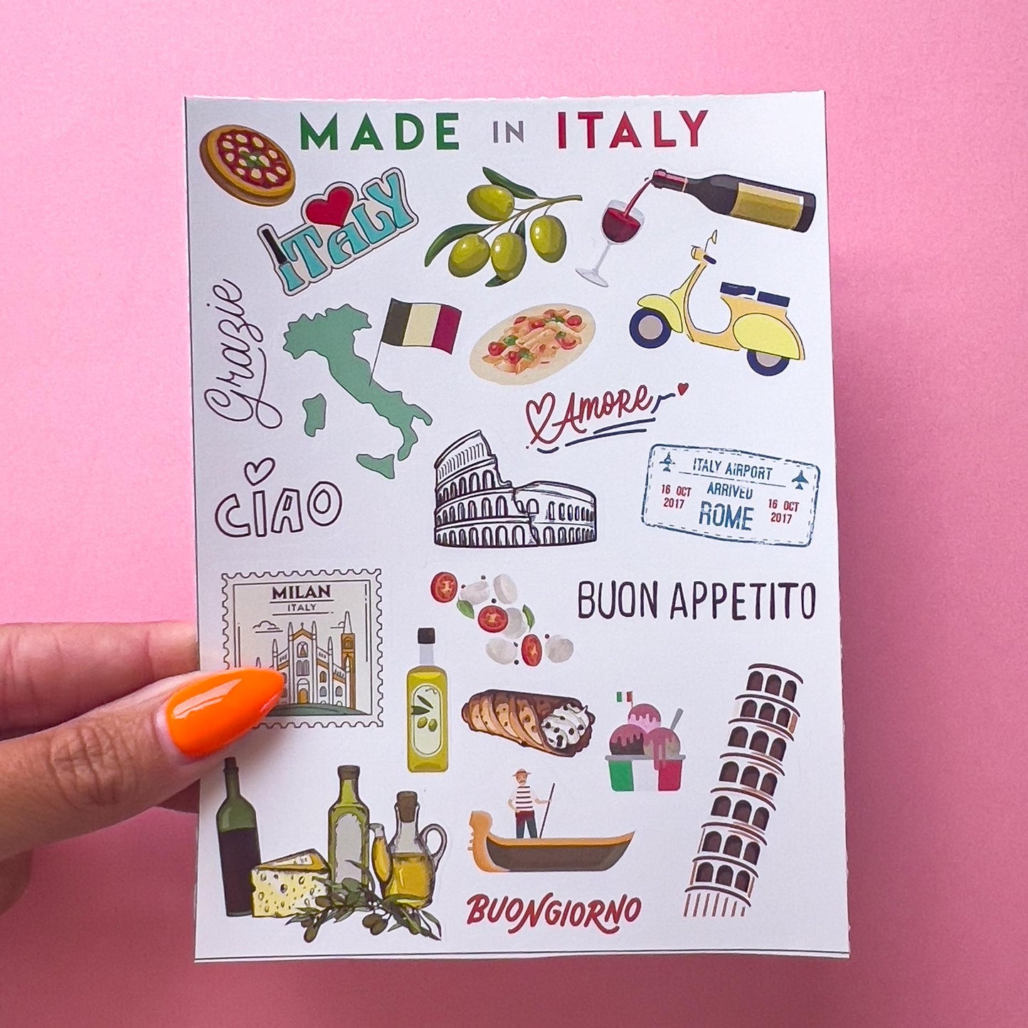 Italy Travel laptop sticker, cute sticker, laptop decal, tumbler sticker, water bottle sticker, water bottle decal 47PKG
