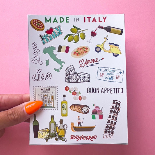 Italy Travel laptop sticker, cute sticker, laptop decal, tumbler sticker, water bottle sticker, water bottle decal 47PKG