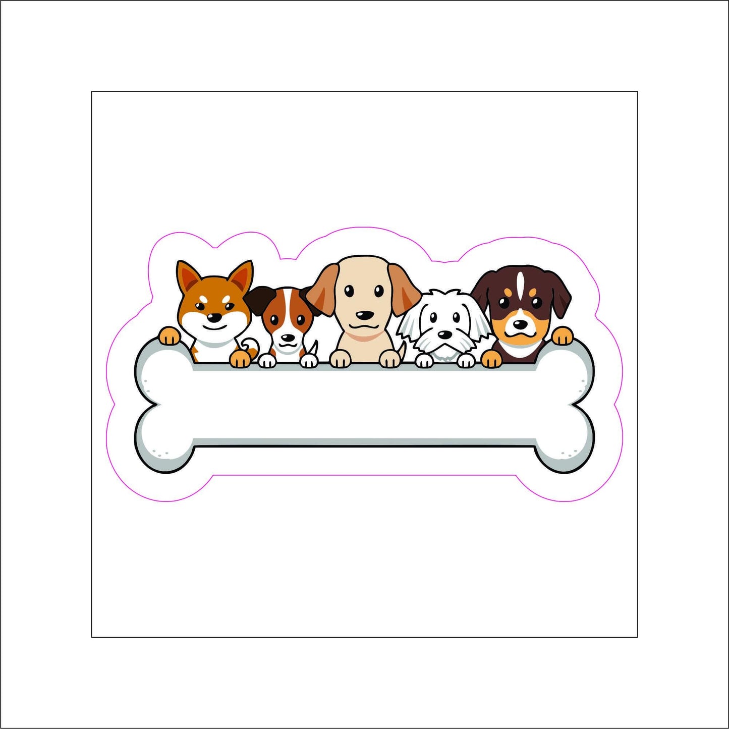 Dogs with Bone Sticker Decal for Planners, laptops, tumblers, cars, walls, mirrors, notebooks, phones, etc. 16ANML