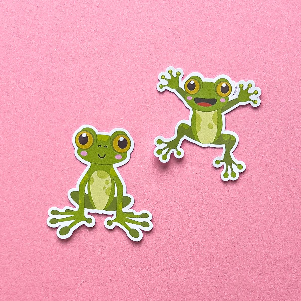 Cute Frog Sticker Decal for Planners, laptops, tumblers, cars, walls, mirrors, notebooks, phones, etc. 2ANML