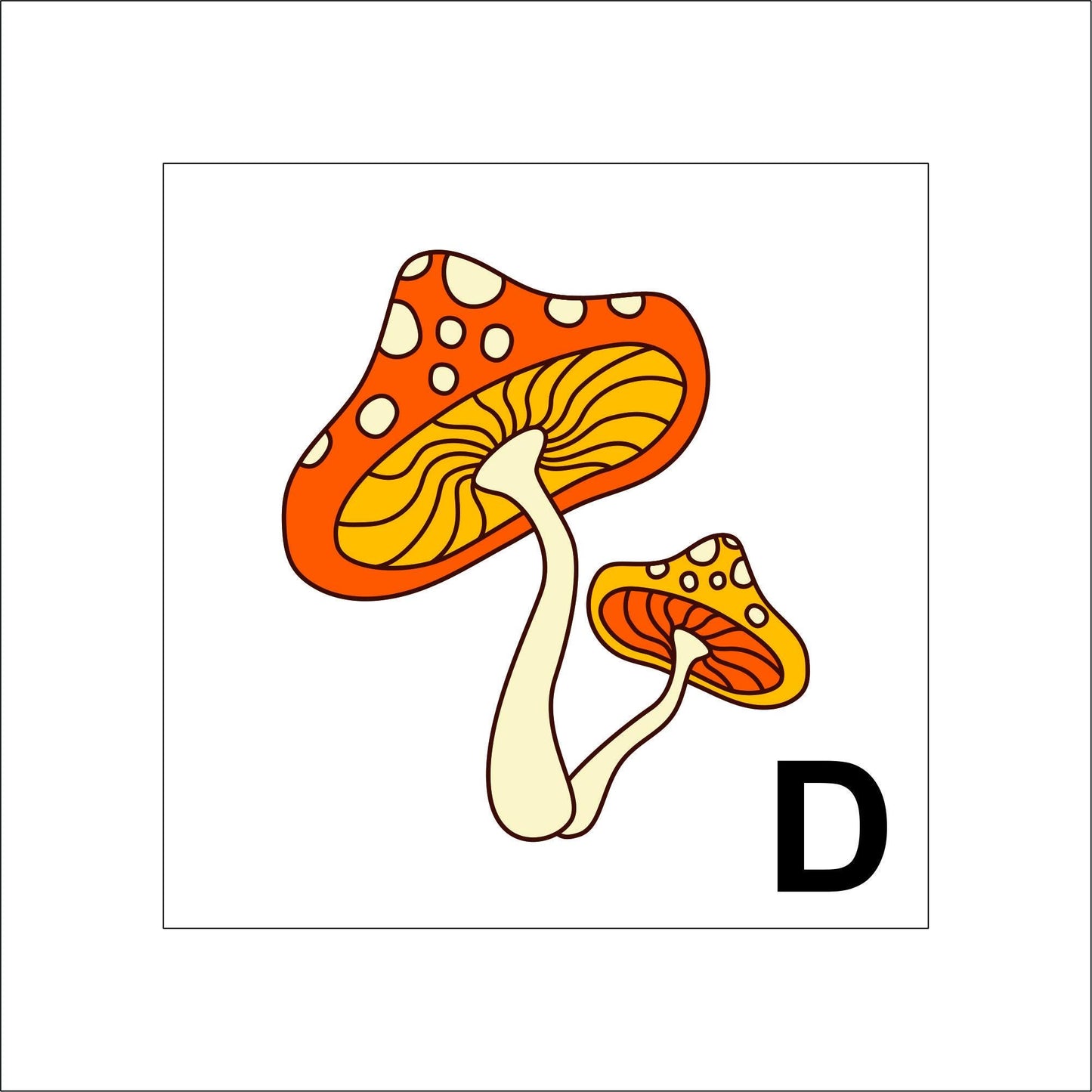 Cute Orange Mushrooms Sticker Decal for Planners, laptops, tumblers, cars, walls, mirrors, notebooks, phones, etc. 4PLNT