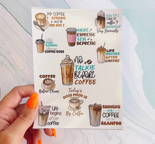 Funny Coffee Stickers laptop sticker, funny sticker, laptop decal, tumbler sticker, water bottle sticker, water bottle decal 25PKG