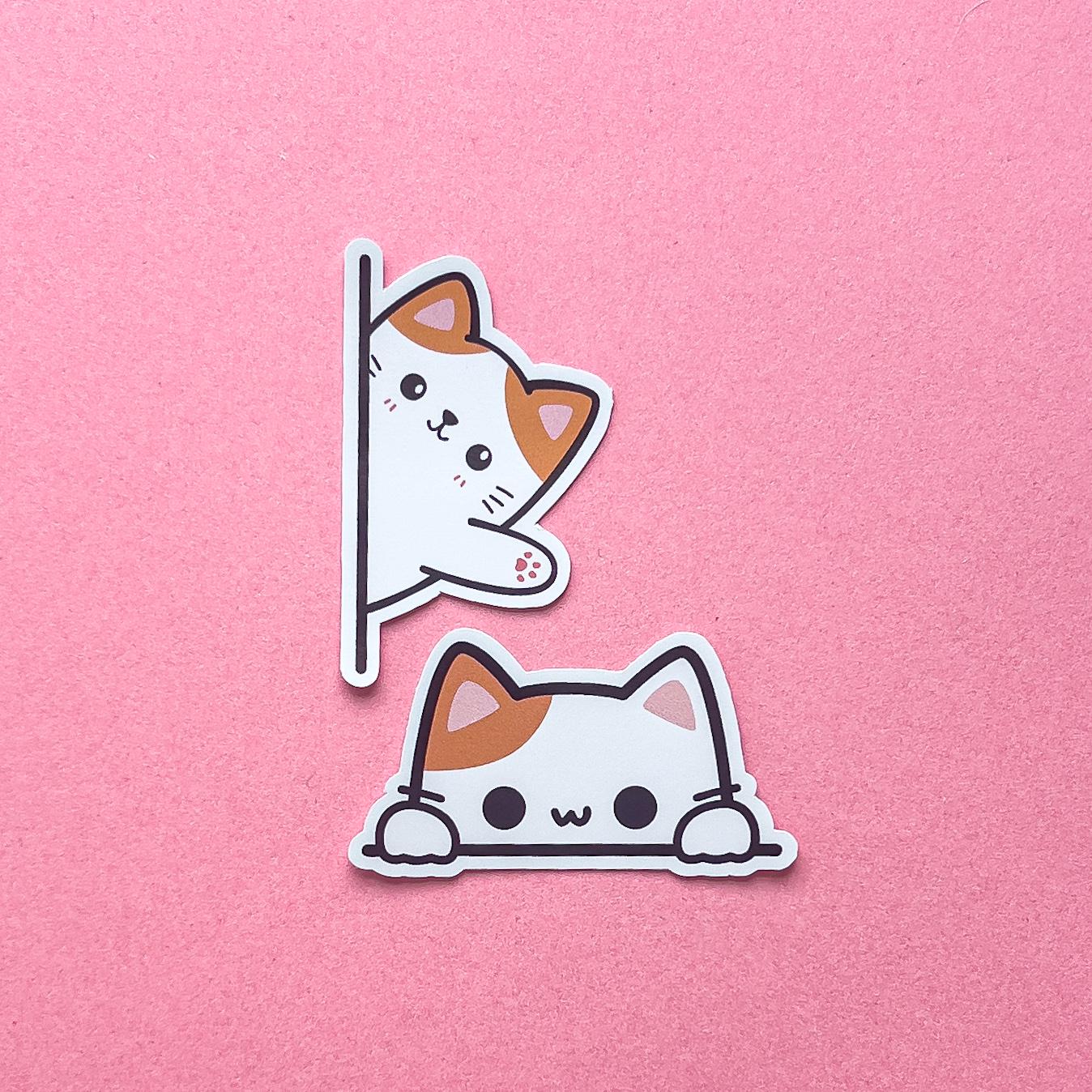 Peeking Kitty Cat Sticker Decal for Planners, laptops, tumblers, cars, walls, mirrors, notebooks, phones, etc. 5ANML