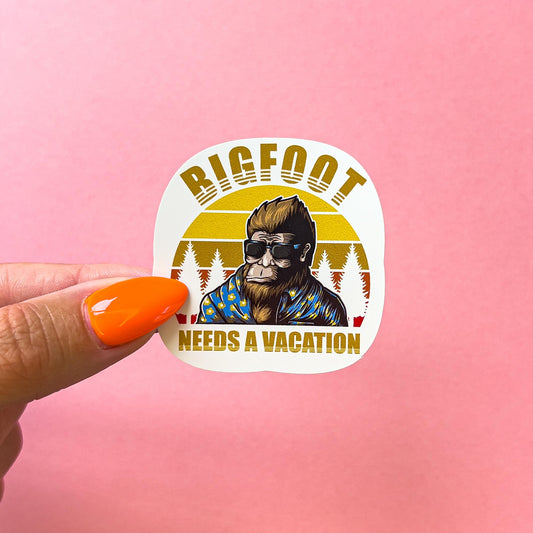 Bigfoot needs a Vacation Sticker Decal for Planners, laptops, tumblers, cars, walls, mirrors, notebooks, phones, etc. 15FNTSY