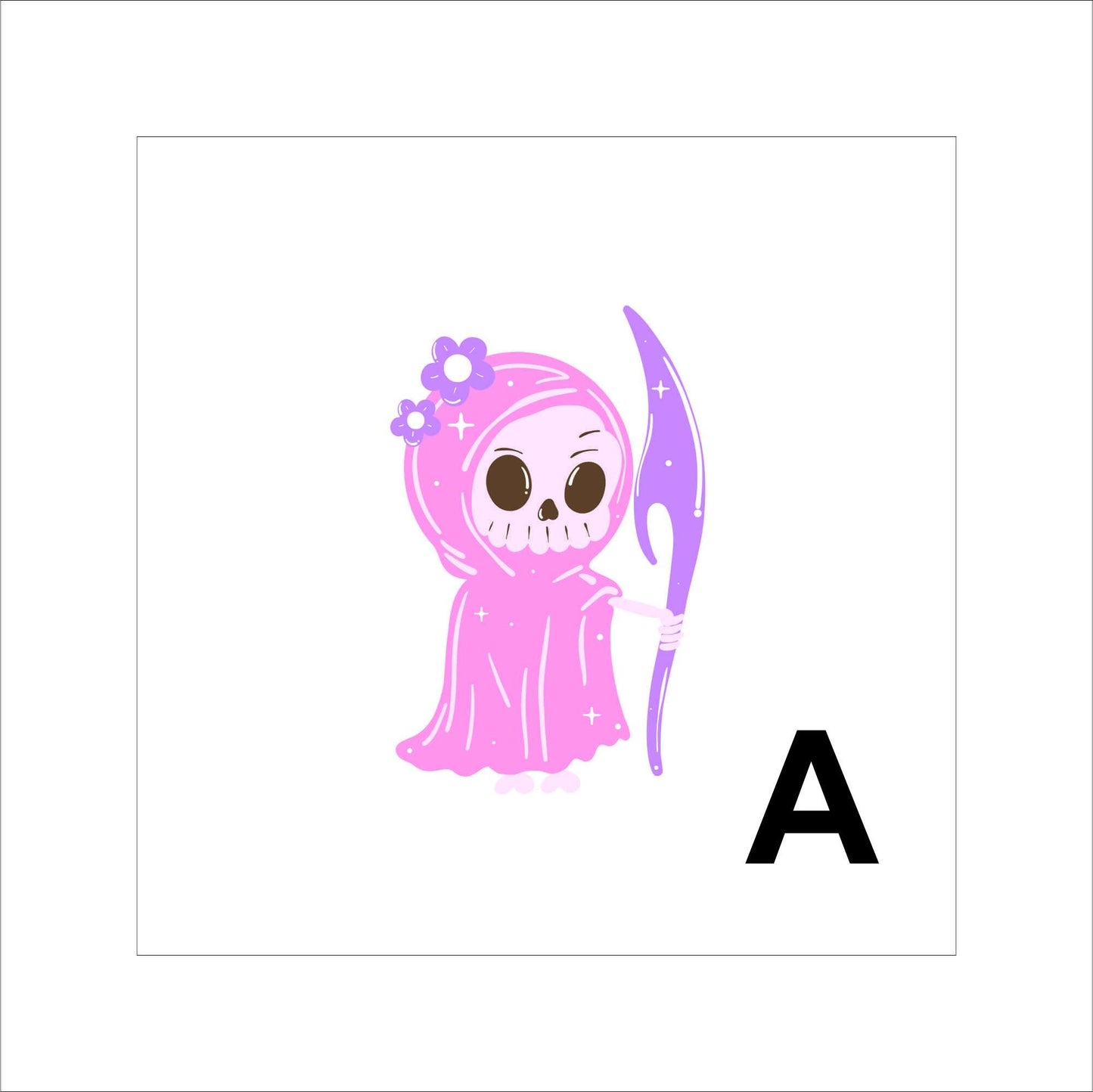 Pink Grim Reaper Sticker Decal for Planners, laptops, tumblers, cars, walls, mirrors, notebooks, phones, etc. 16HLWN