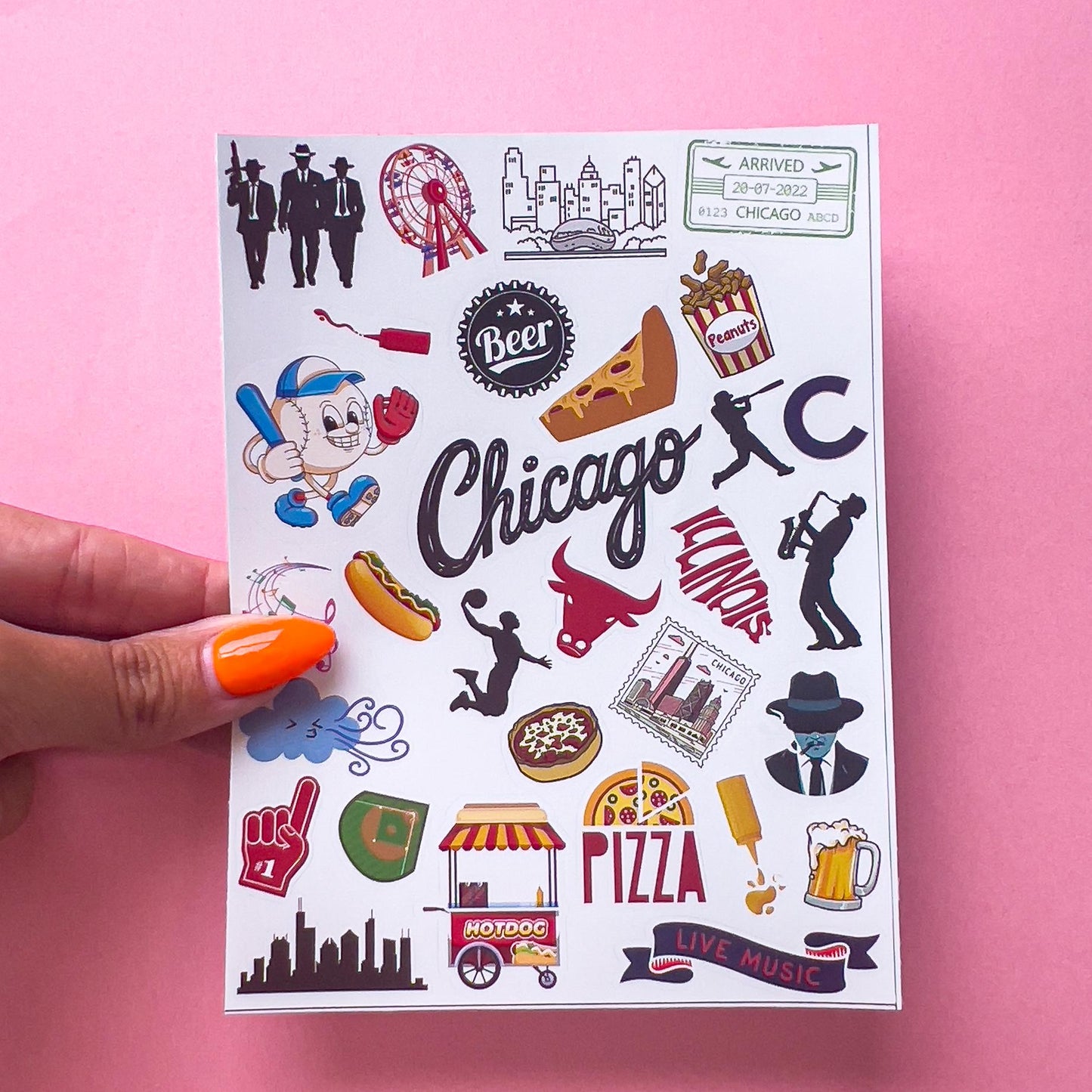 Chicago Travel laptop sticker, cute sticker, laptop decal, tumbler sticker, water bottle sticker, water bottle decal 41PKG