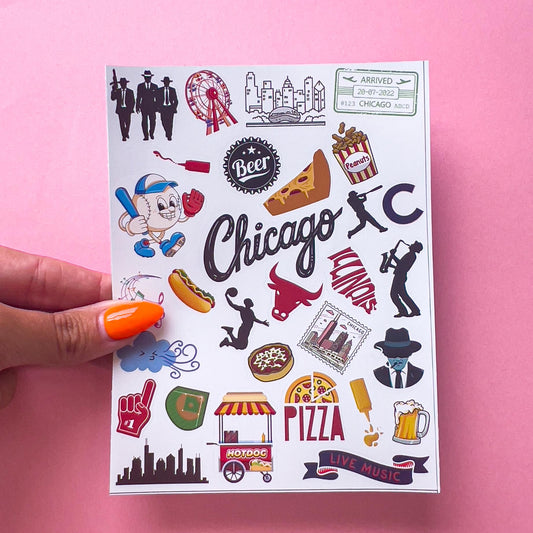 Chicago Travel laptop sticker, cute sticker, laptop decal, tumbler sticker, water bottle sticker, water bottle decal 41PKG