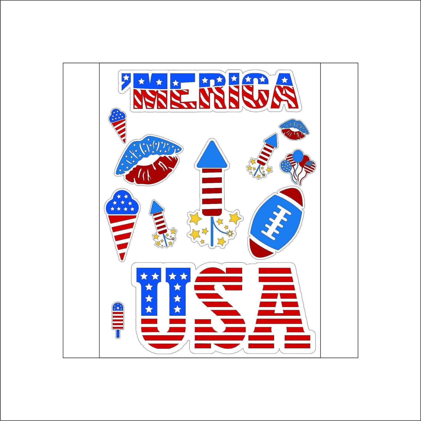 Patriotic 4th of July Stickers laptop sticker, funny sticker, laptop decal, tumbler sticker, water bottle sticker, water bottle decal 3GRP