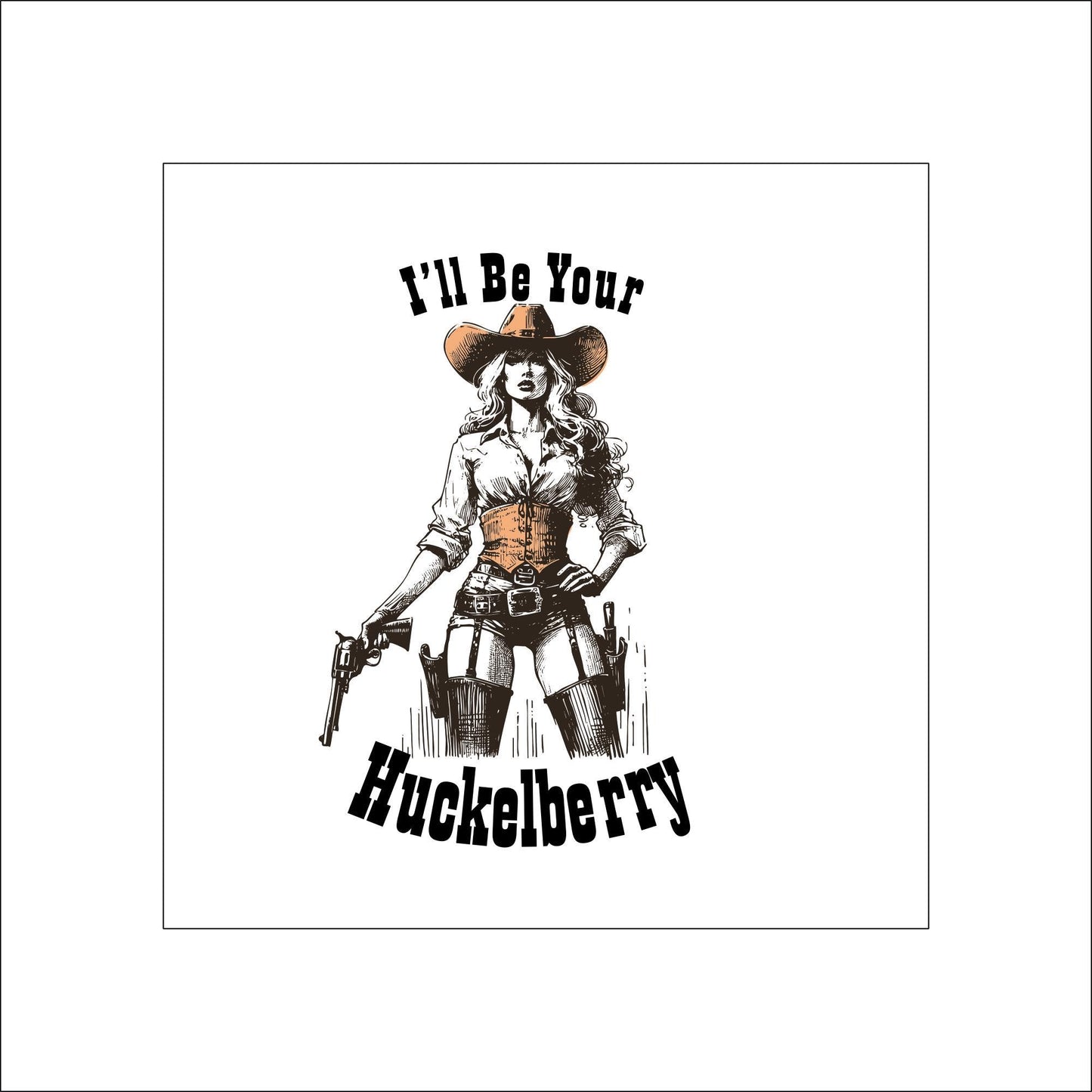 Huckleberry Cowgirl Sticker Decal for Planners, laptops, tumblers, cars, walls, mirrors, notebooks, phones, etc. 5VNTG
