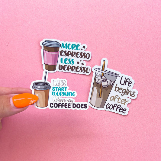 Funny Coffee Quote Sticker pun Sticker Decal for Planners, laptops, tumblers, cars, walls, mirrors, notebooks, phones, etc. 34CFE