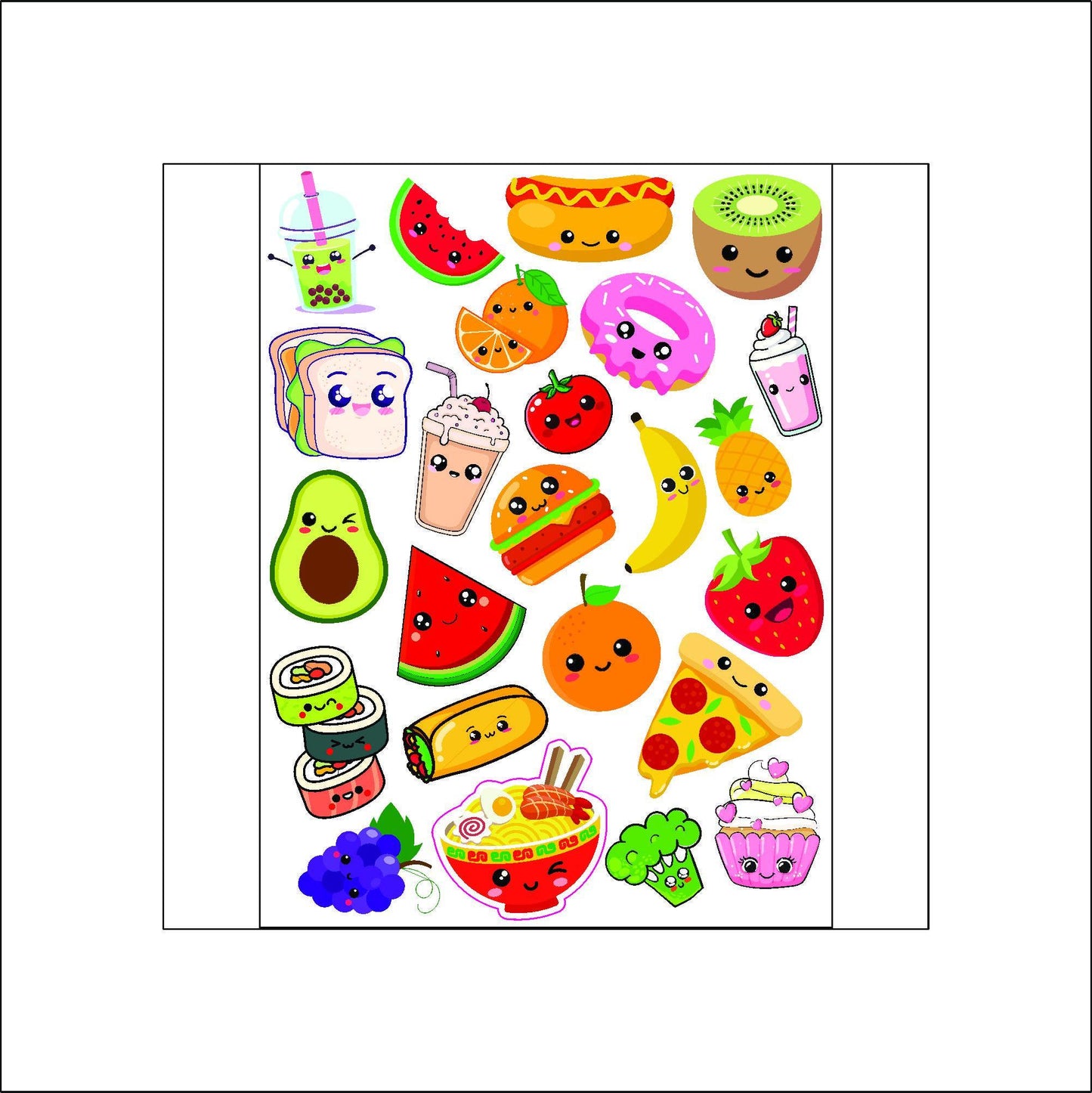 Kawaii Fruit Sticker laptop sticker, funny sticker, laptop decal, tumbler sticker, water bottle sticker, water bottle decal 40PKG