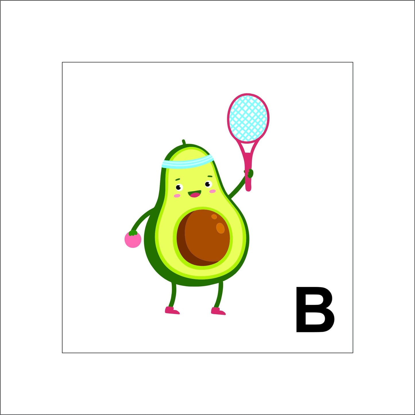 Avocado Playing Tennis and Working Out Sticker Decal for Planners, laptops, tumblers, cars, walls, mirrors, notebooks, phones, etc. 27GYM