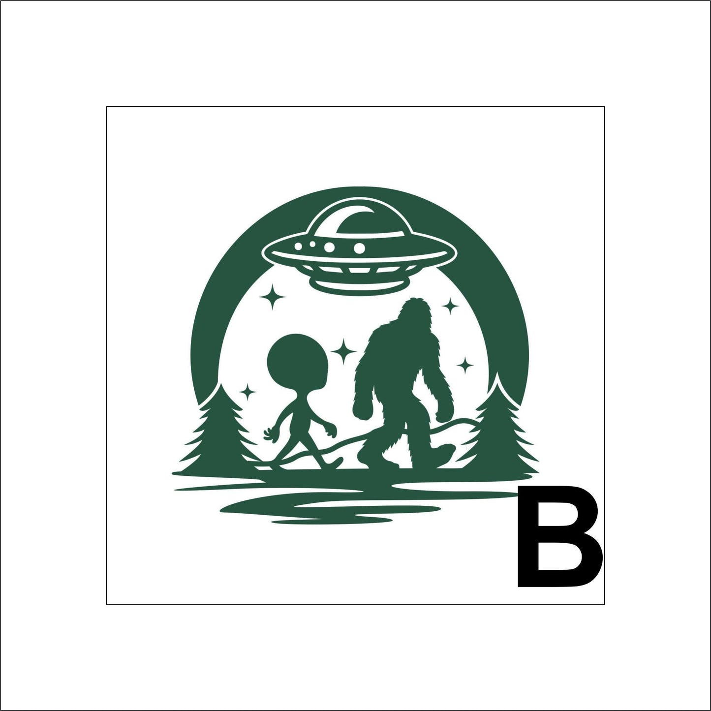 Bigfoot, Alien and UFO Sticker Decal for Planners, laptops, tumblers, cars, walls, mirrors, notebooks, phones, etc. 11FNTSY