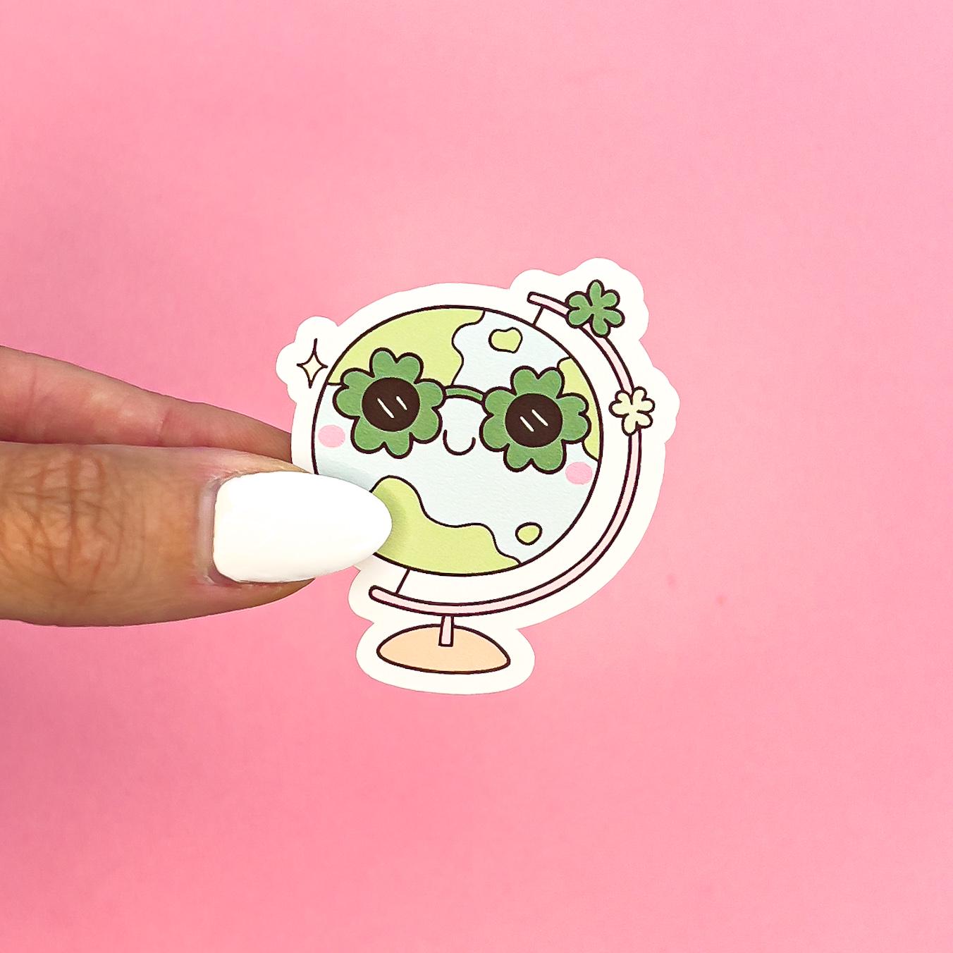 Cute Globe with Sunglasses Sticker Decal for Planners, laptops, tumblers, cars, walls, mirrors, notebooks, phones, etc. 5TRVL
