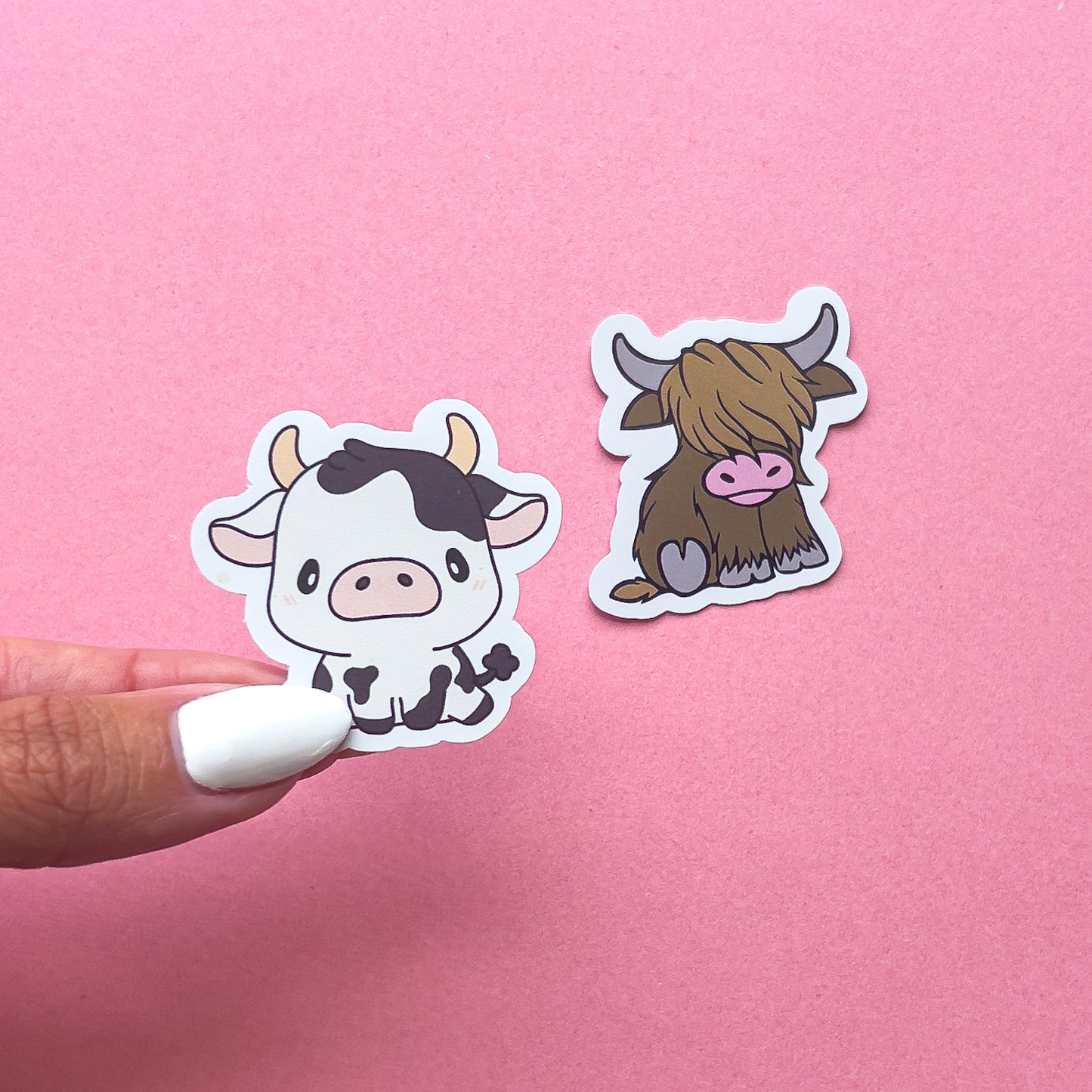 Cow and Highland Cow Sticker Decal for Planners, laptops, tumblers, cars, walls, mirrors, notebooks, phones, etc. 46ANML