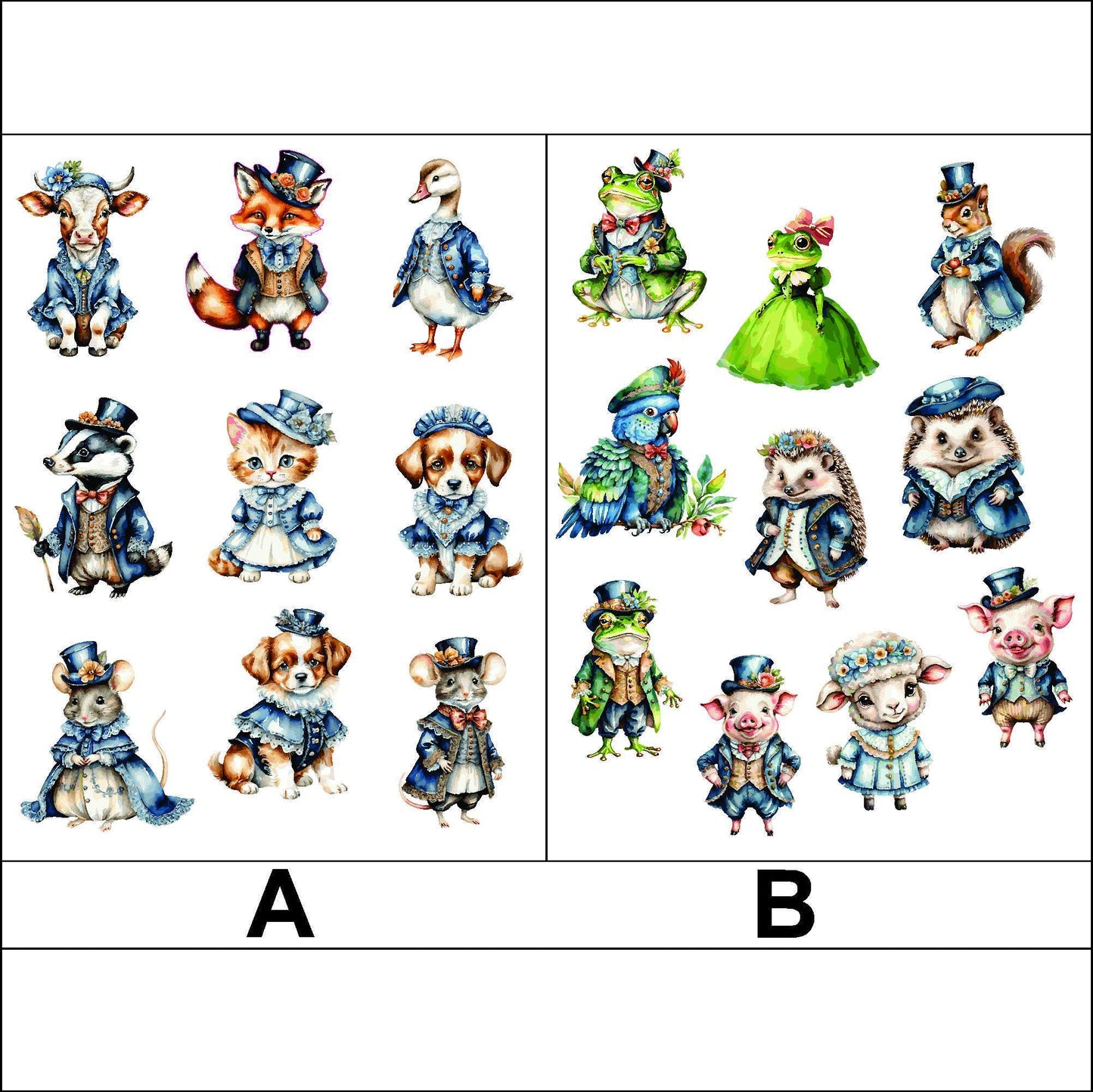 Vintage Dressed Animals Stickers laptop sticker, funny sticker, laptop decal, tumbler sticker, water bottle sticker, water bottle decal 6GRP