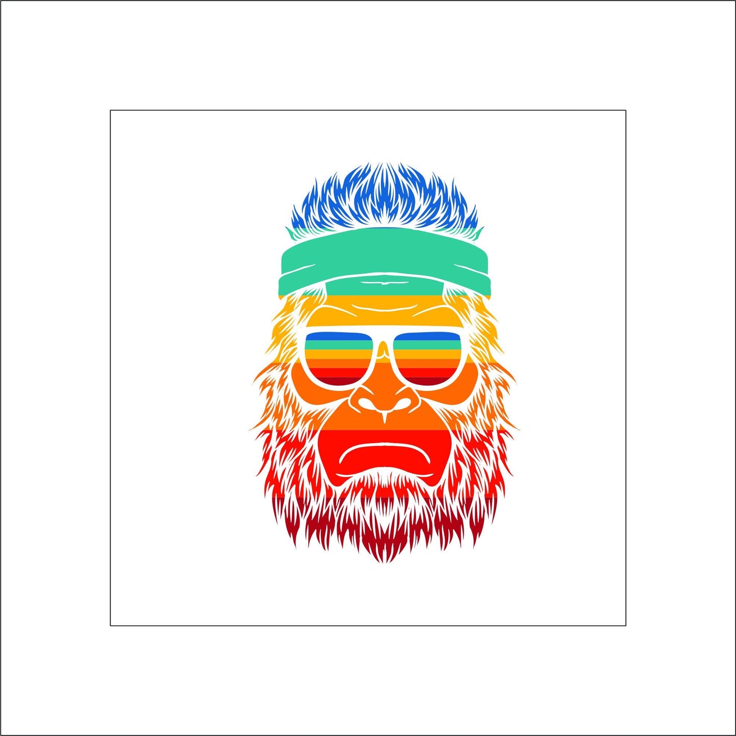 Rainbow Bigfoot with Sunglasses Sticker Decal for Planners, laptops, tumblers, cars, walls, mirrors, notebooks, phones, etc. 14FNTSY
