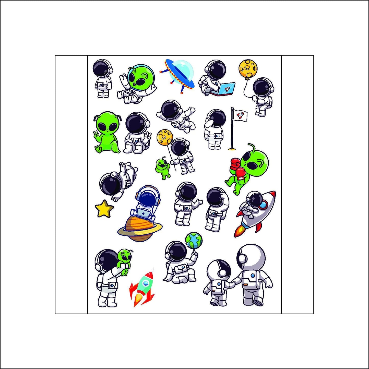 Cute Astronaut & Alien laptop sticker, funny sticker, laptop decal, tumbler sticker, water bottle sticker, water bottle decal 13GRP