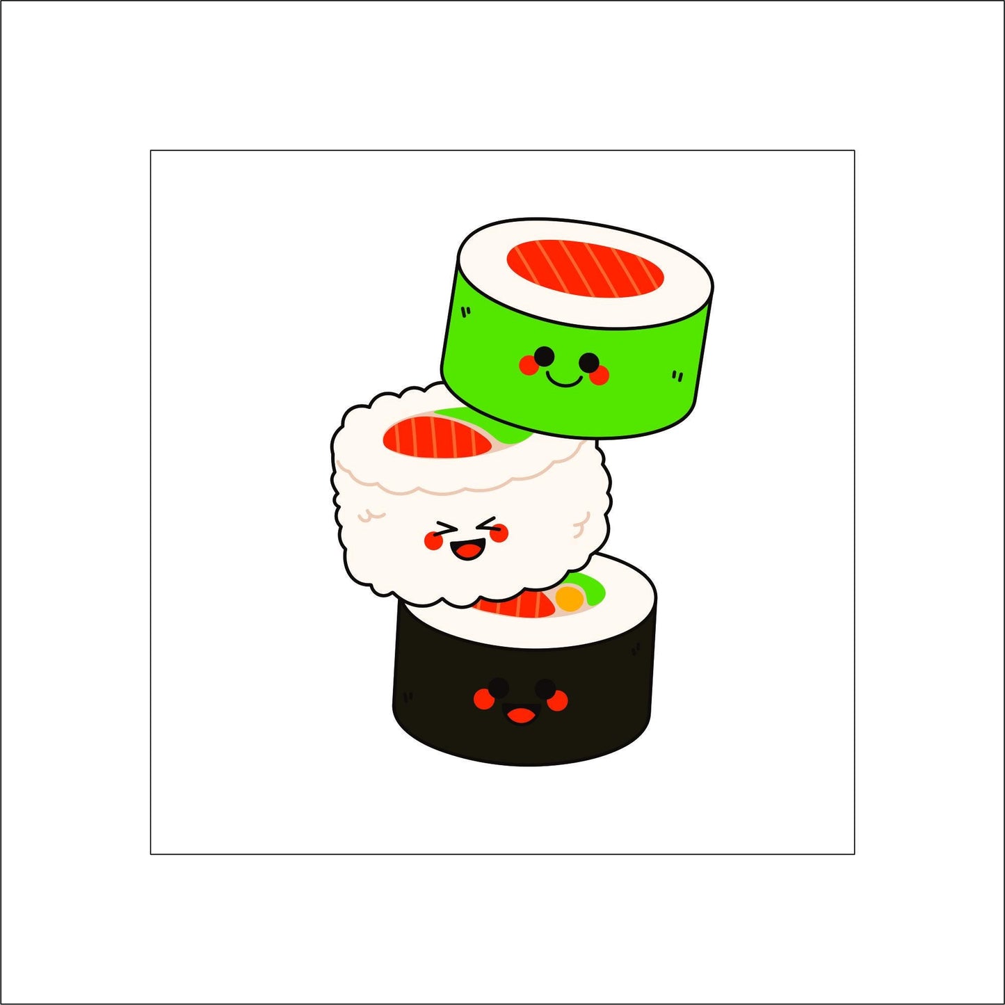 Sushi and Wasabi Sticker Decal for Planners, laptops, tumblers, cars, walls, mirrors, notebooks, phones, etc. 32FOD