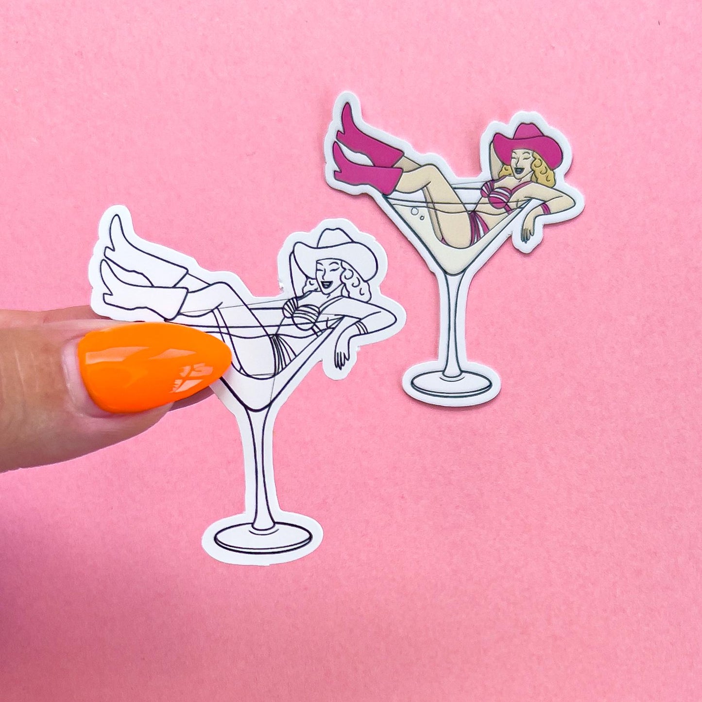 Cowgirl in a Martini Glass Sticker Decal for Planners, laptops, tumblers, cars, walls, mirrors, notebooks, phones, etc. 7CNTRY
