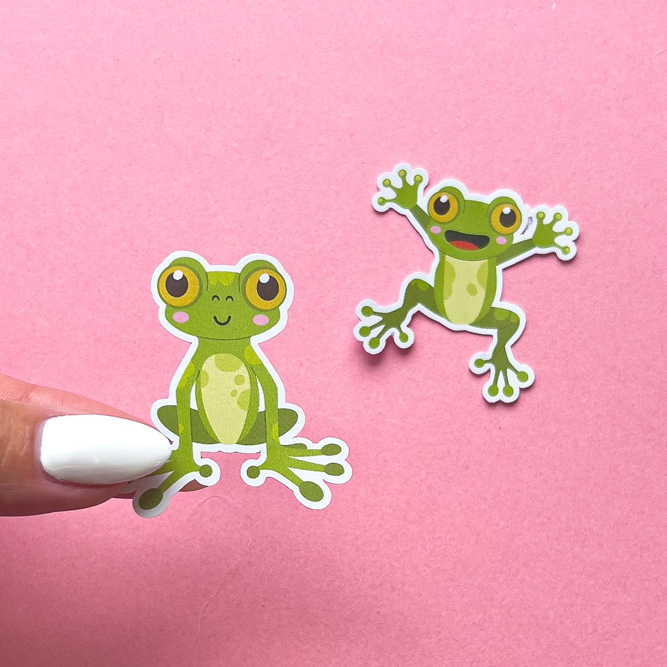 Cute Frog Sticker Decal for Planners, laptops, tumblers, cars, walls, mirrors, notebooks, phones, etc. 2ANML