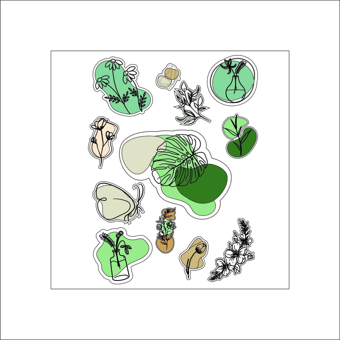 Butterflies, Flowers, & Leaves laptop sticker, funny sticker, laptop decal, tumbler sticker, water bottle sticker, water bottle decal 28PKG