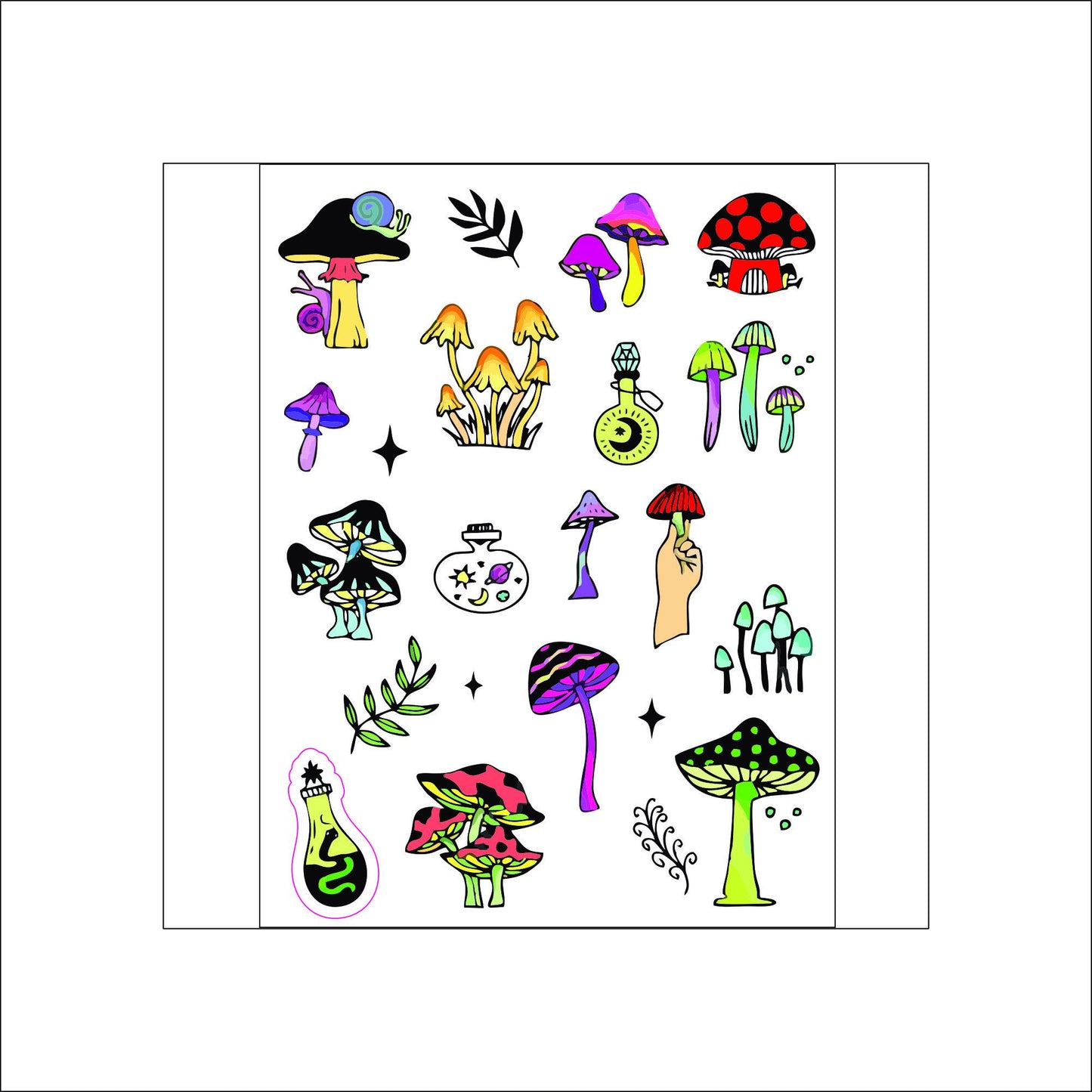 Mystical Mushroom Stickers laptop sticker, cute sticker, laptop decal, tumbler sticker, water bottle sticker, water bottle decal 67PKG