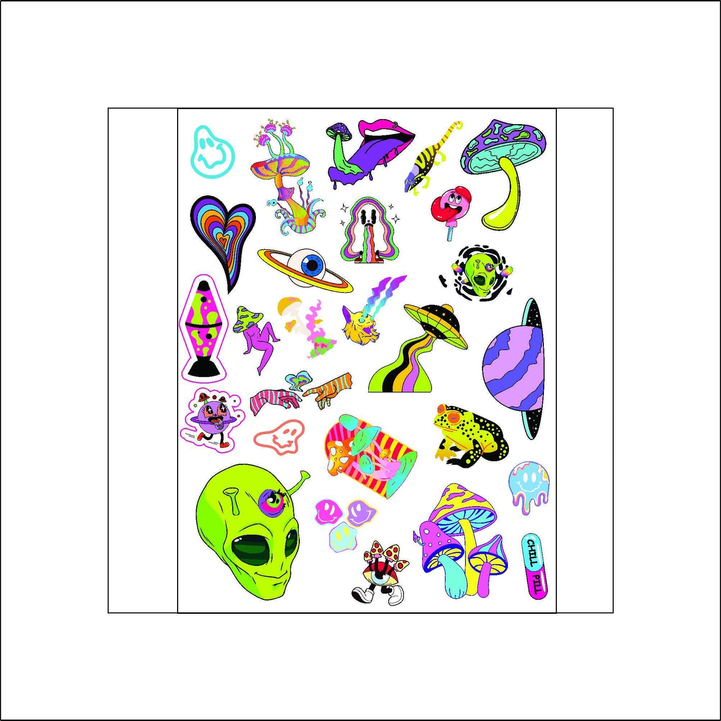 Alien Outerspace Stickers laptop sticker, funny sticker, laptop decal, tumbler sticker, water bottle sticker, water bottle decal 52PKG