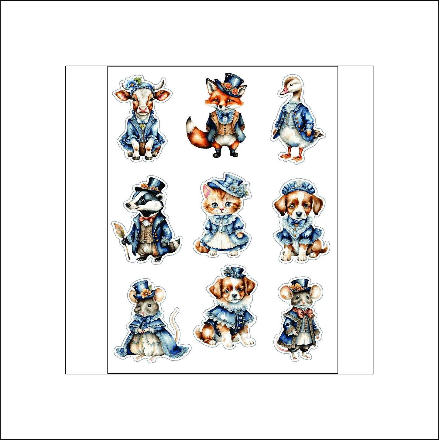 Vintage Dressed Animals Stickers laptop sticker, funny sticker, laptop decal, tumbler sticker, water bottle sticker, water bottle decal 6GRP