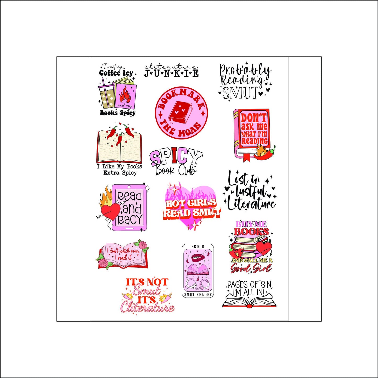 Smut Books laptop sticker, pretty sticker, laptop decal, tumbler sticker, water bottle sticker, water bottle decal 68PKG