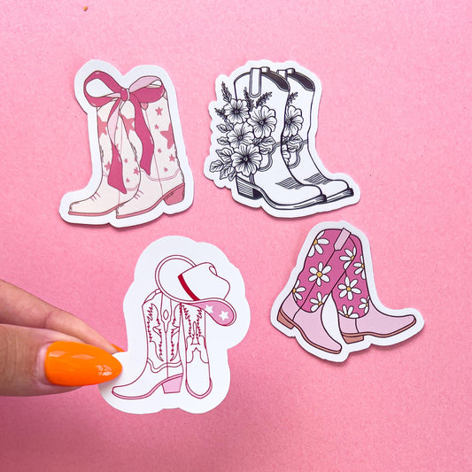 Pink Cowgirl Boots Sticker Decal for Planners, laptops, tumblers, cars, walls, mirrors, notebooks, phones, etc. 2CNTRY