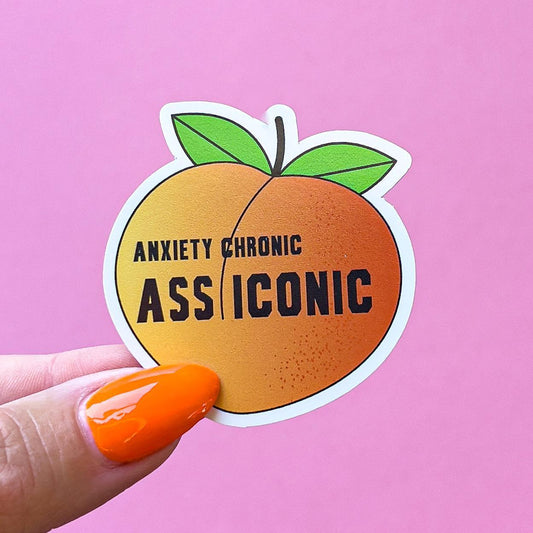 Anxiety Peach Pun Sticker Decal for Planners, laptops, tumblers, cars, walls, mirrors, notebooks, phones, etc. 25FOD