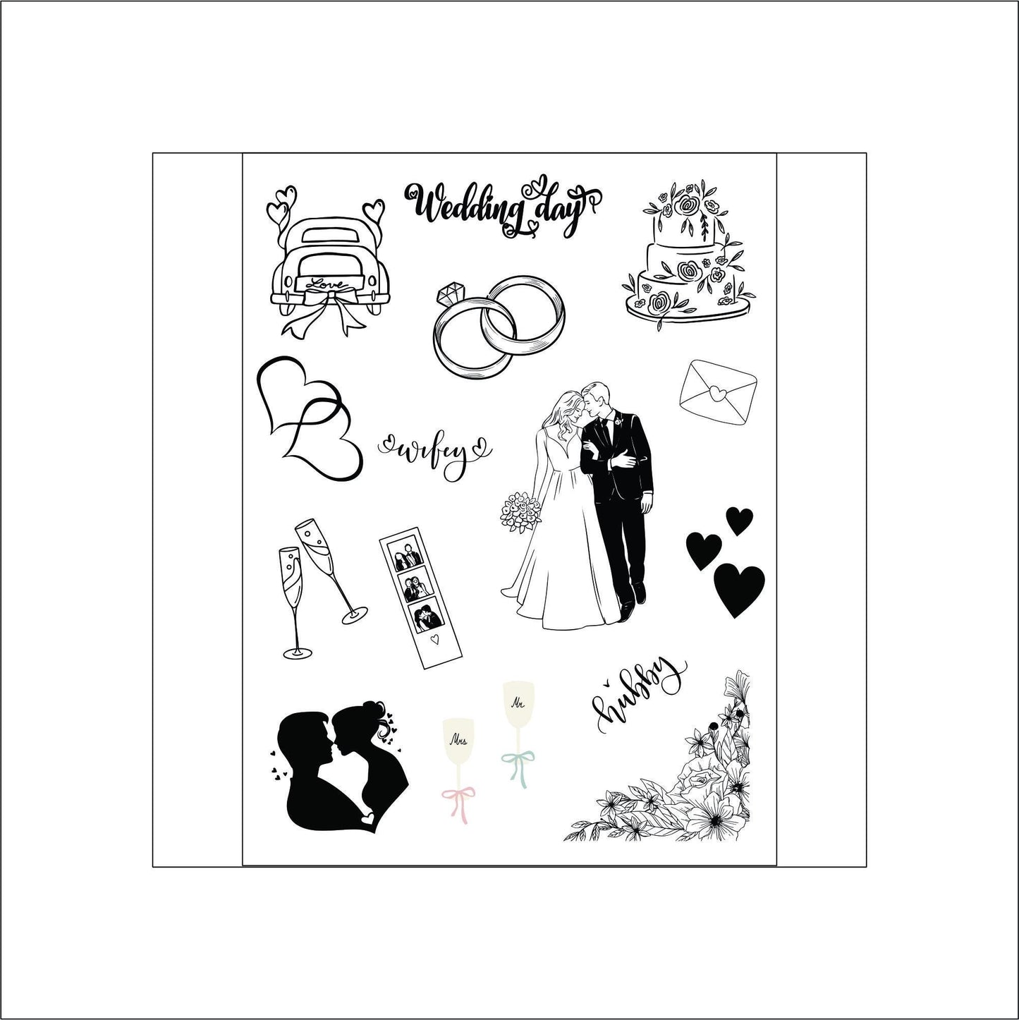 Wedding Stickers laptop sticker, cute sticker, laptop decal, tumbler sticker, water bottle sticker, water bottle decal 15GRP