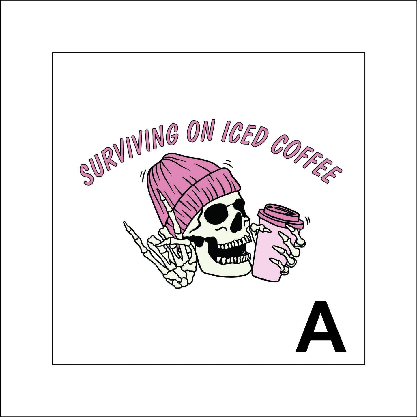 Iced Coffee Skeleton Sticker Decal for Planners, laptops, tumblers, cars, walls, mirrors, notebooks, phones, etc. 20HLWN