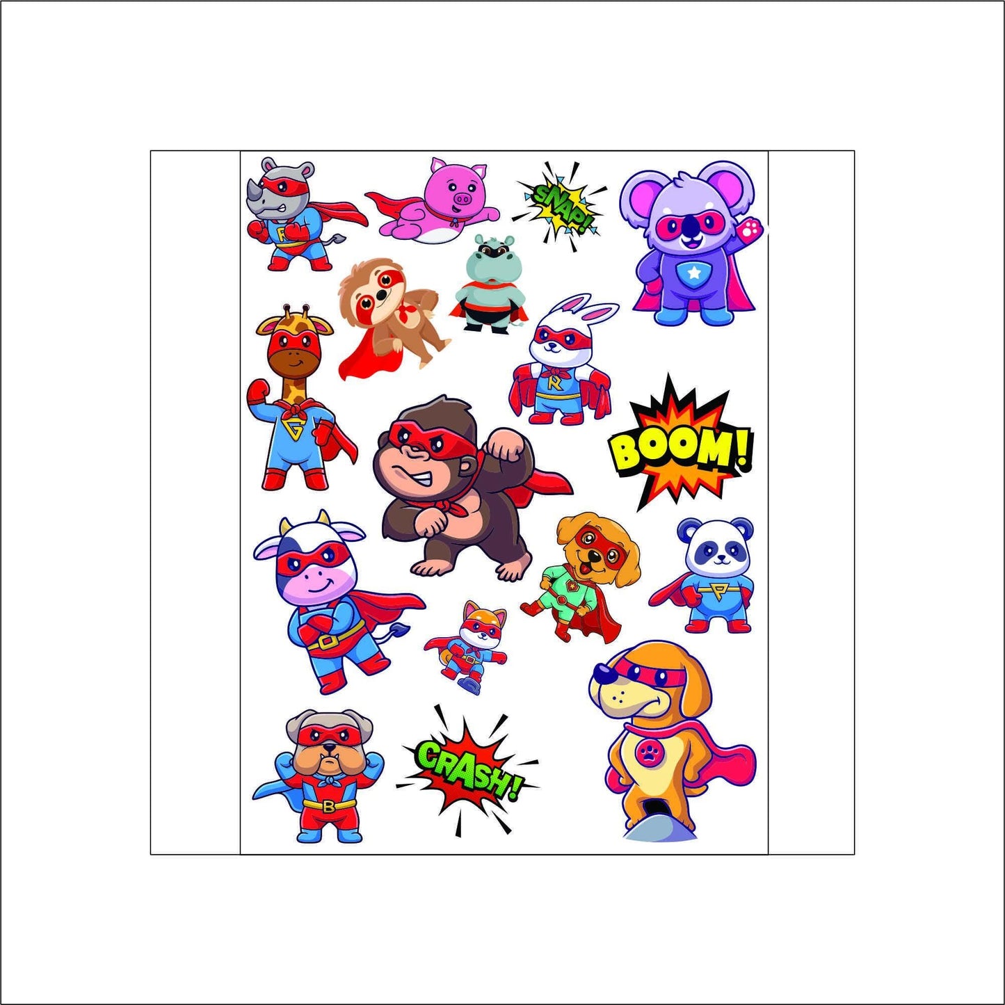 Animal Superheroes laptop sticker, cute sticker, laptop decal, tumbler sticker, water bottle sticker, water bottle decal 3PKG