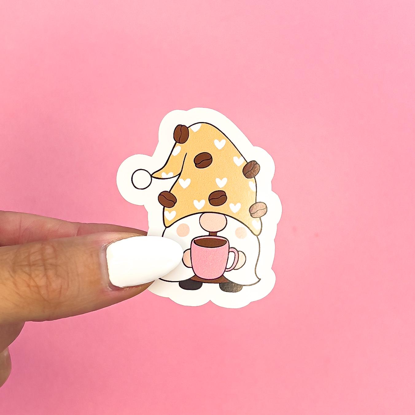 Gnome with Coffee Sticker laptop sticker, funny sticker, laptop decal, tumbler sticker, planner sticker, car decal, water bottle 12FNTSY