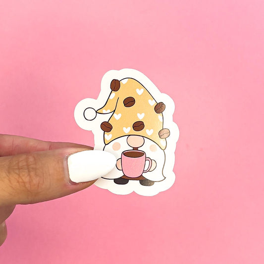 Gnome with Coffee Sticker laptop sticker, funny sticker, laptop decal, tumbler sticker, planner sticker, car decal, water bottle 12FNTSY