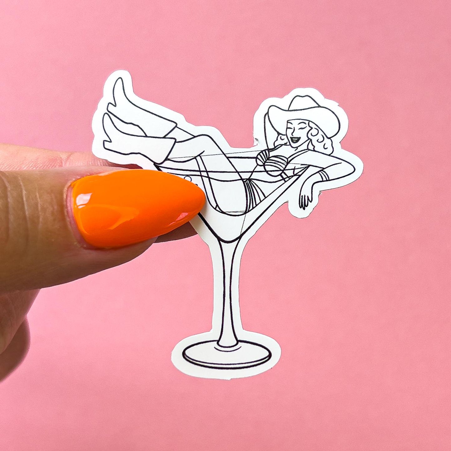 Cowgirl in a Martini Glass Sticker Decal for Planners, laptops, tumblers, cars, walls, mirrors, notebooks, phones, etc. 7CNTRY