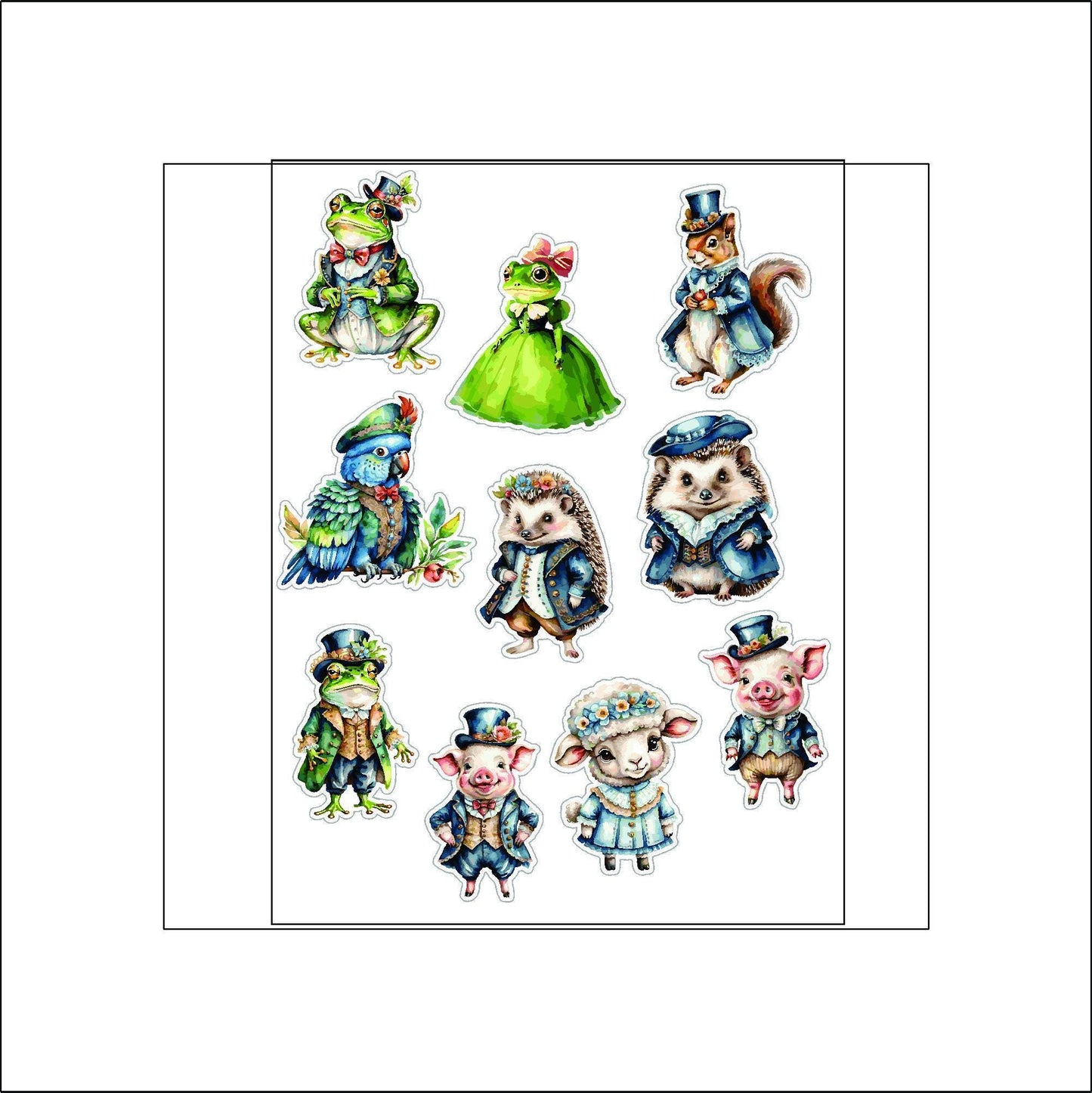 Vintage Dressed Animals Stickers laptop sticker, funny sticker, laptop decal, tumbler sticker, water bottle sticker, water bottle decal 6GRP