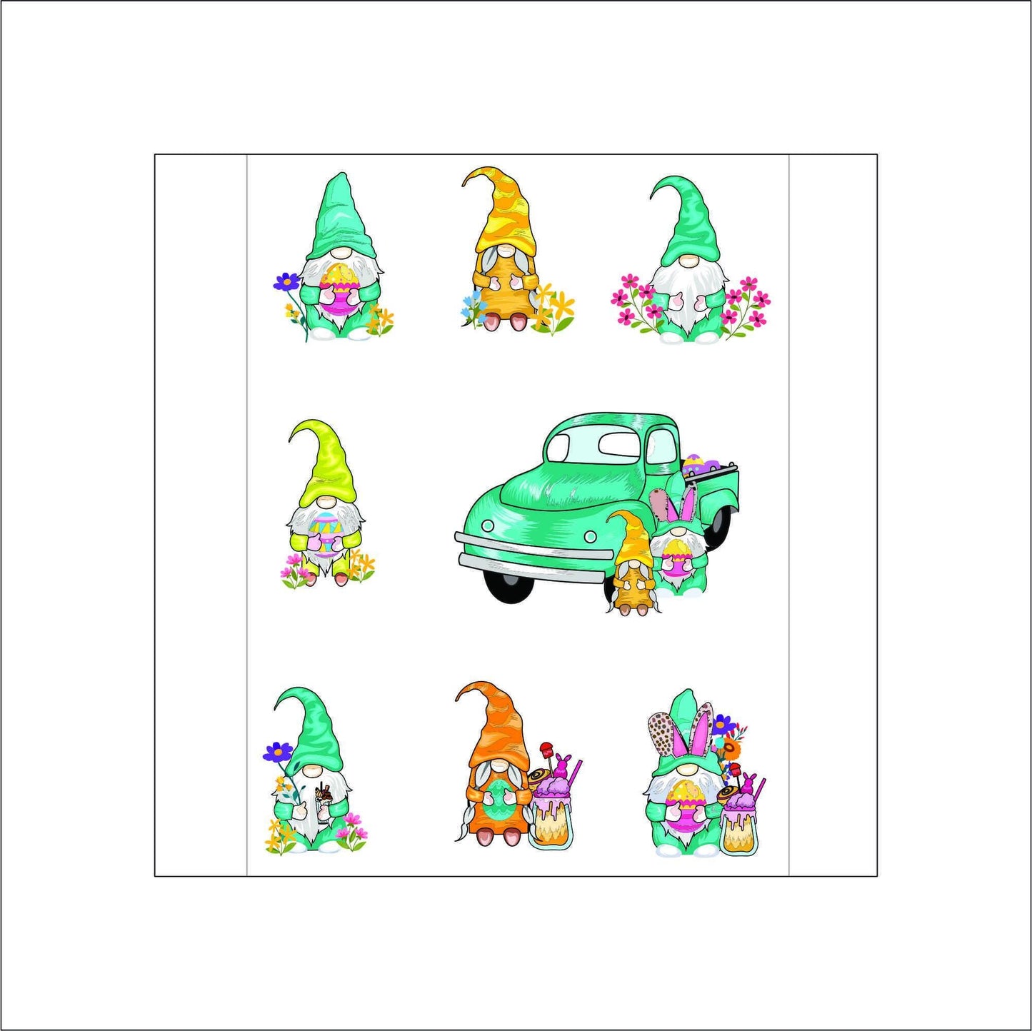 Easter Gnomes & Truck Stickers laptop sticker, funny sticker, laptop decal, tumbler sticker, water bottle sticker, water bottle decal 9PKG