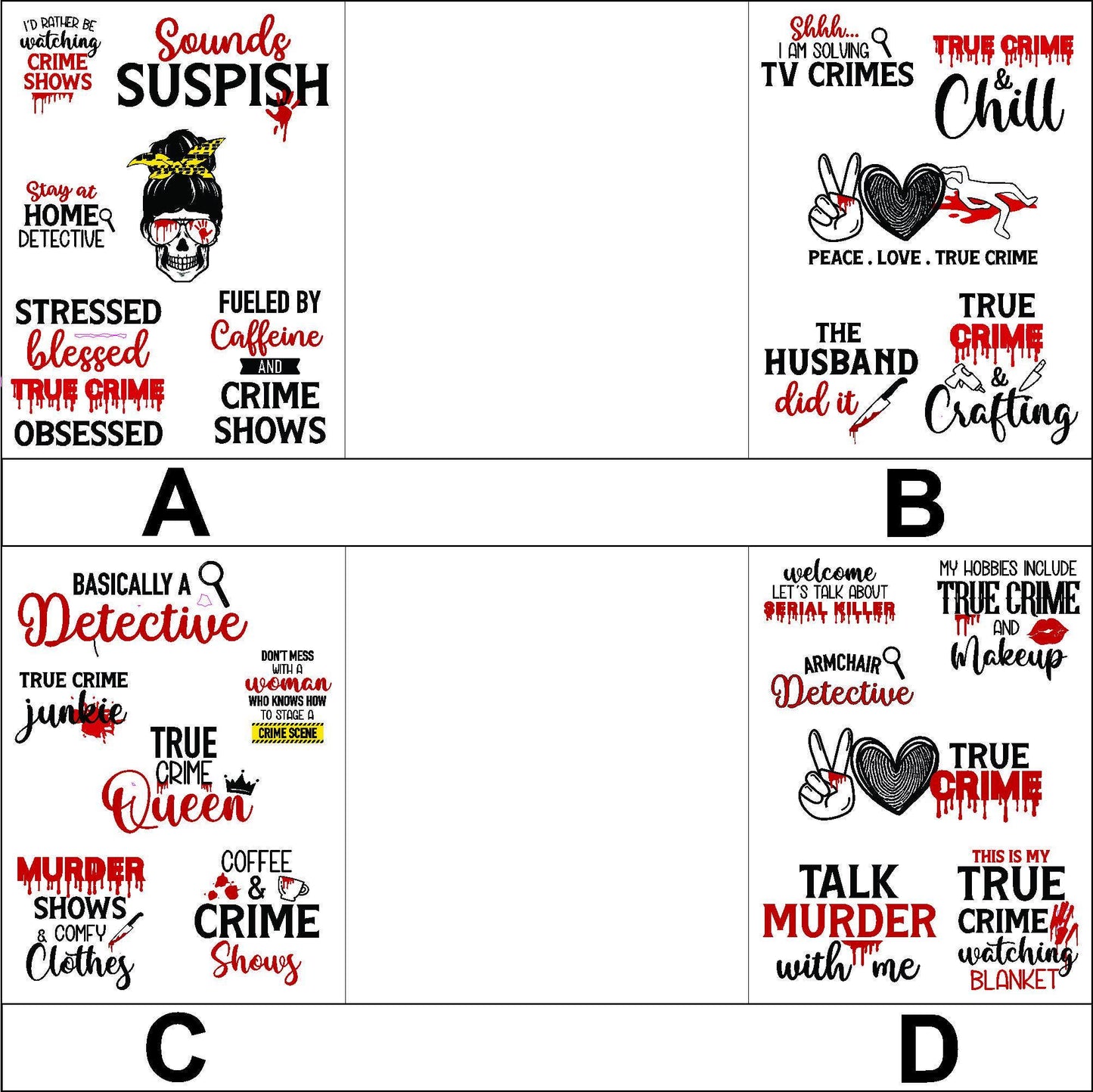 True Crime Stickers laptop sticker, funny sticker, laptop decal, tumbler sticker, water bottle sticker, water bottle decal 10GRP
