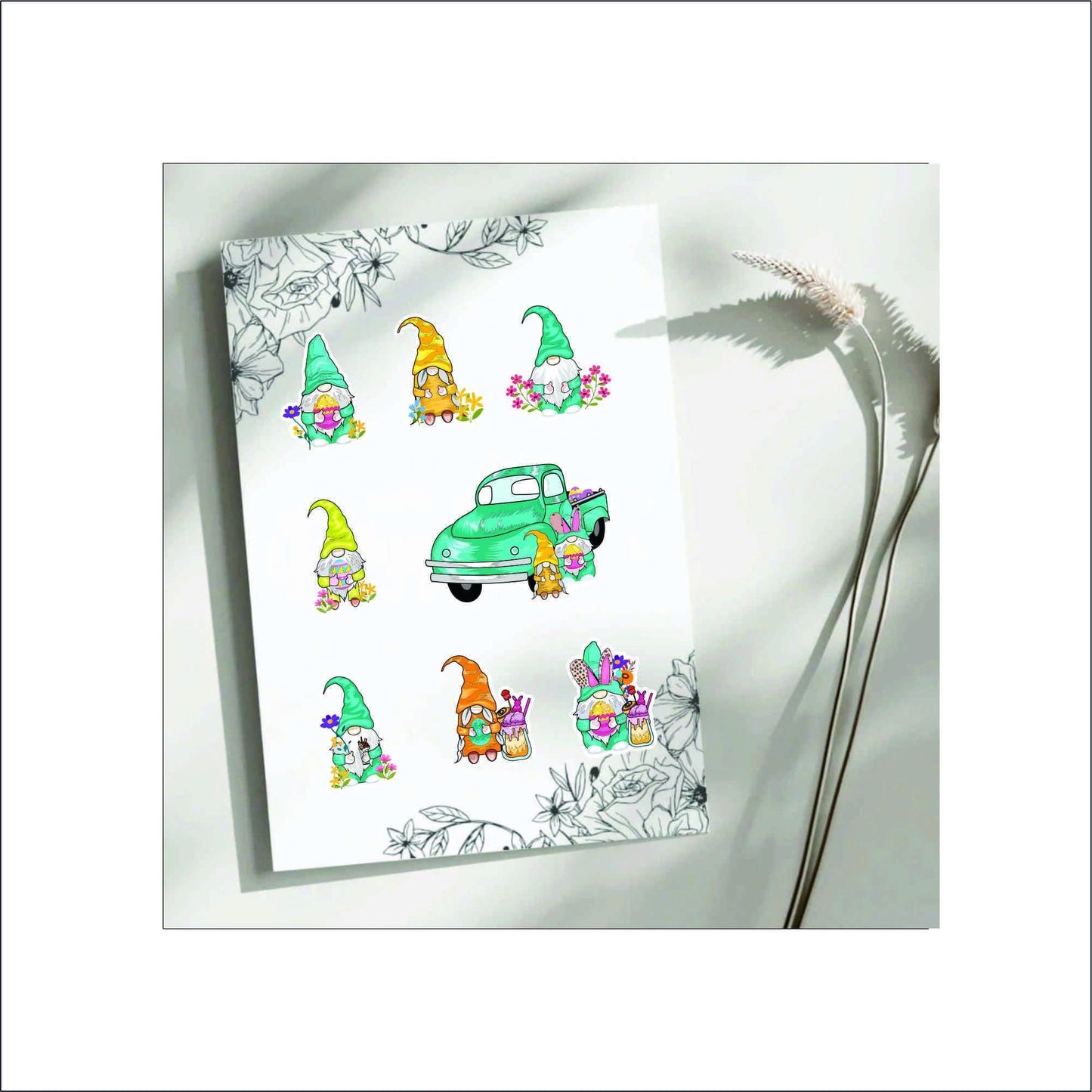 Easter Gnomes & Truck Stickers laptop sticker, funny sticker, laptop decal, tumbler sticker, water bottle sticker, water bottle decal 9PKG