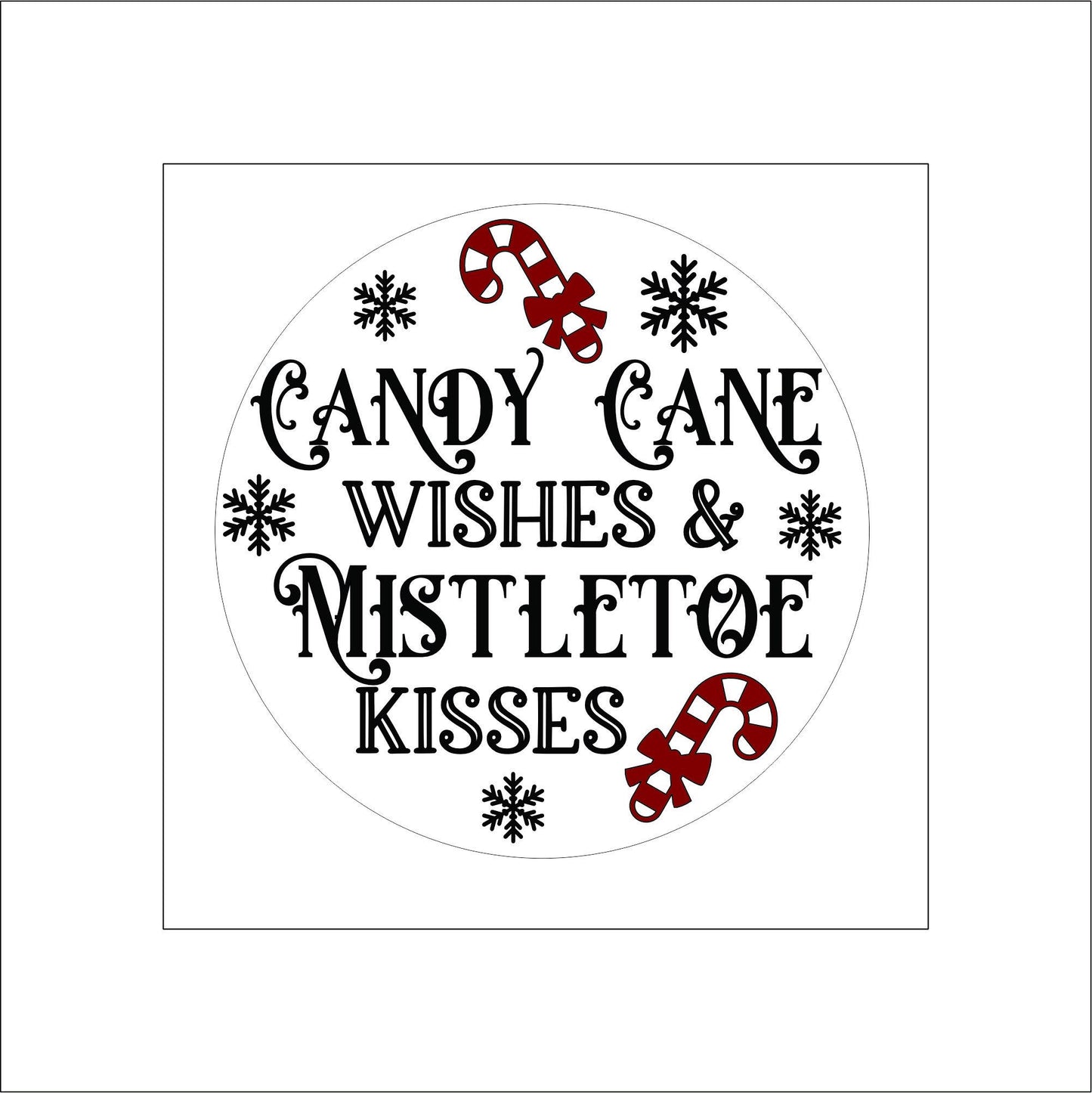Candy Cane Wishes Christmas Sticker Decal for Planners, laptops, tumblers, cars, walls, mirrors, notebooks, phones, etc. 2XMS