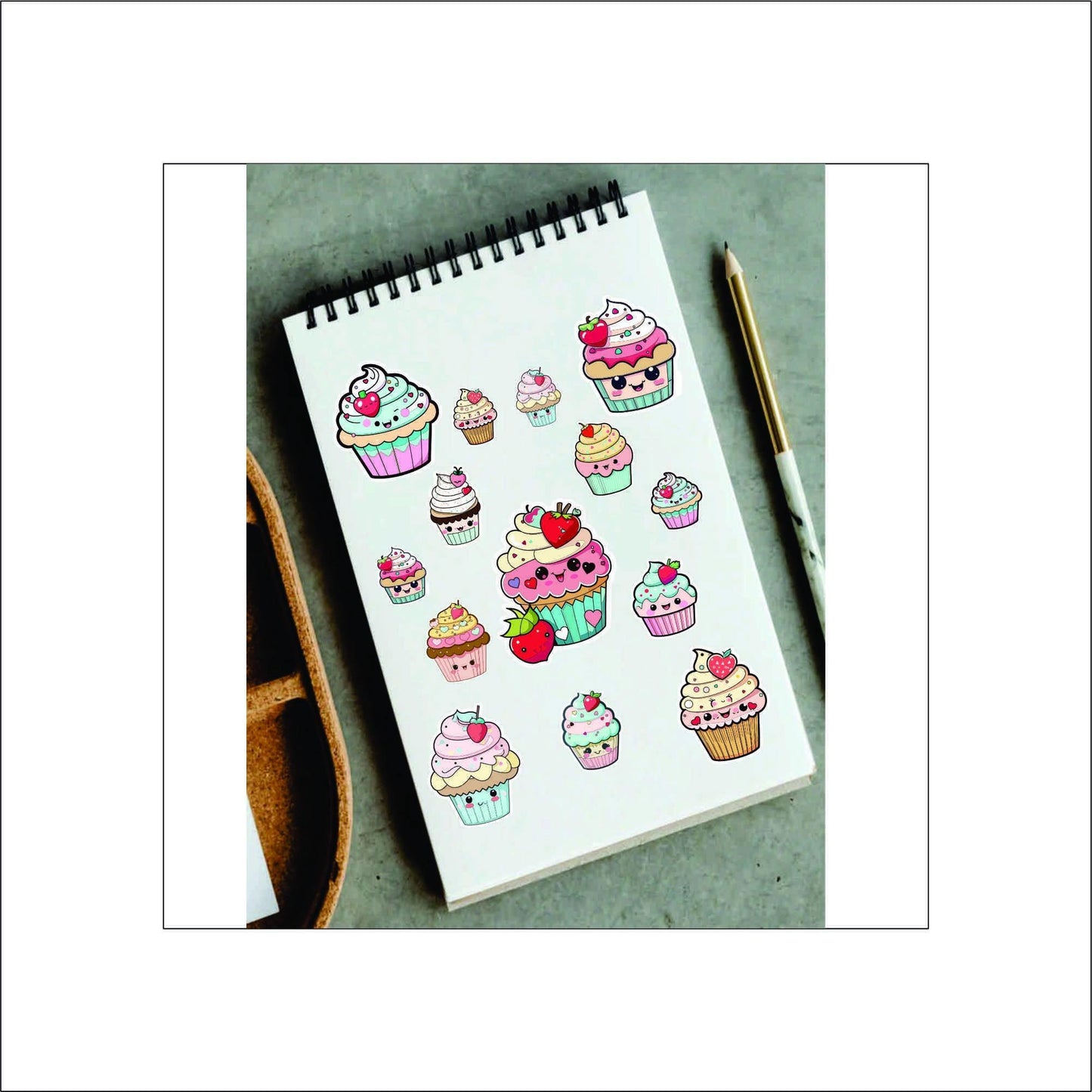 Kawaii Cupcake Stickers laptop sticker, funny sticker, laptop decal, tumbler sticker, water bottle sticker, water bottle decal 26PKG